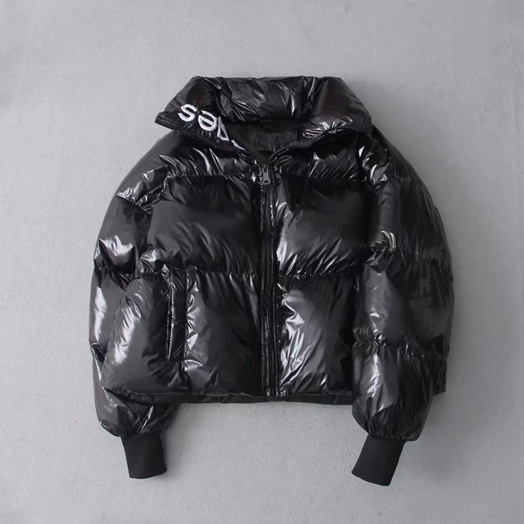 Chic Glossy Padded Puffer Jacket for Trendy Winter Warmth and Style