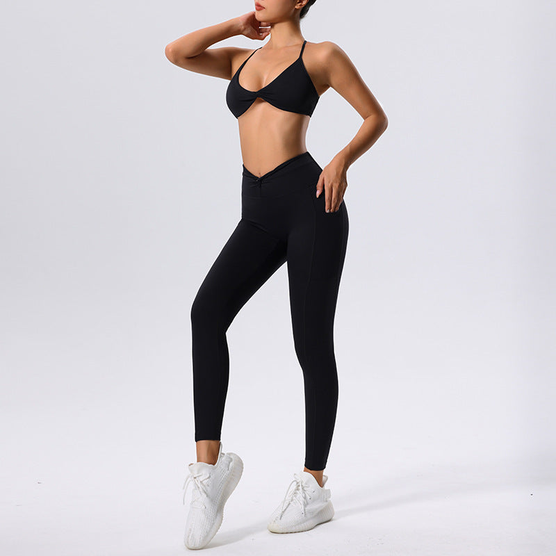 Seamless Nude Feel Yoga Activewear Set with Sports Bra and Leggings or Shorts