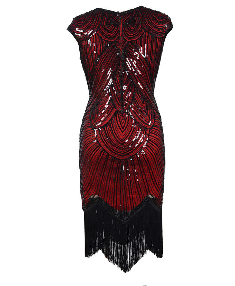 Elegant 1920s Flapper Sequin Fringe Dress - Gatsby Party Cocktail