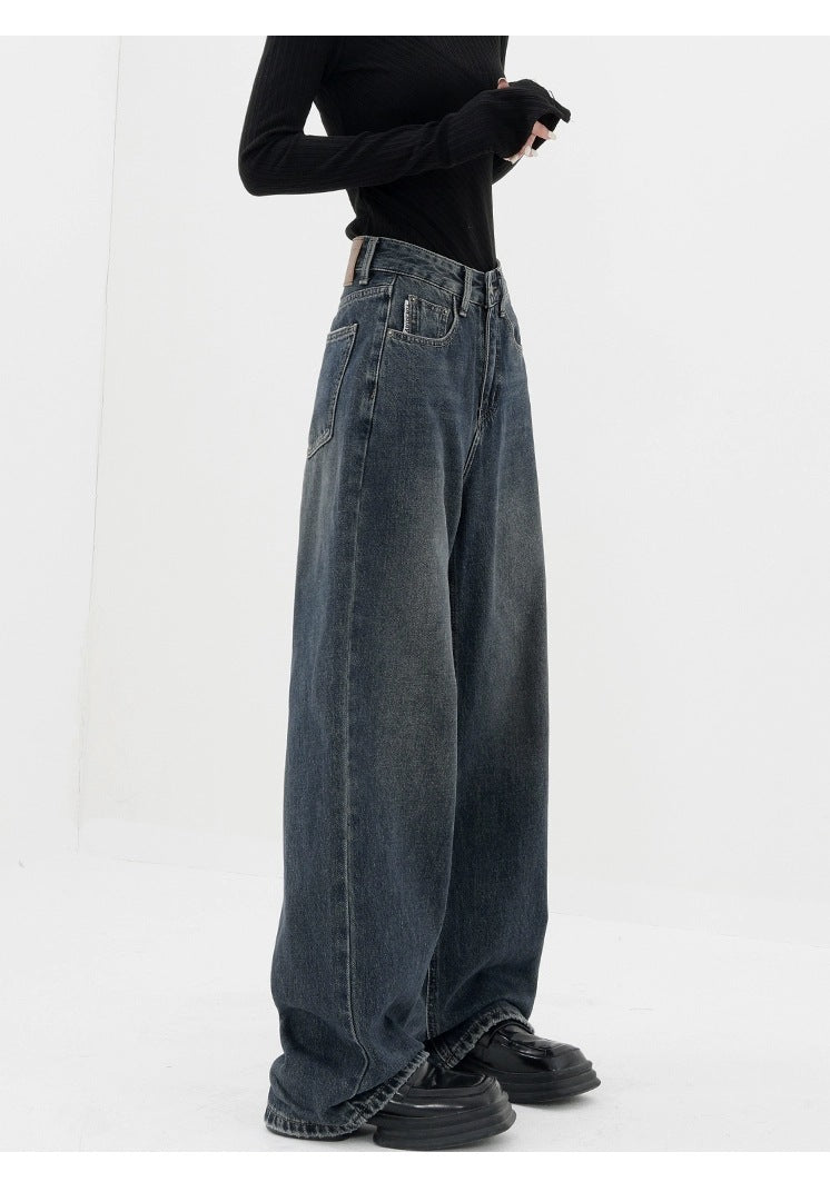 Effortless Retro Dark Wash Baggy Jeans