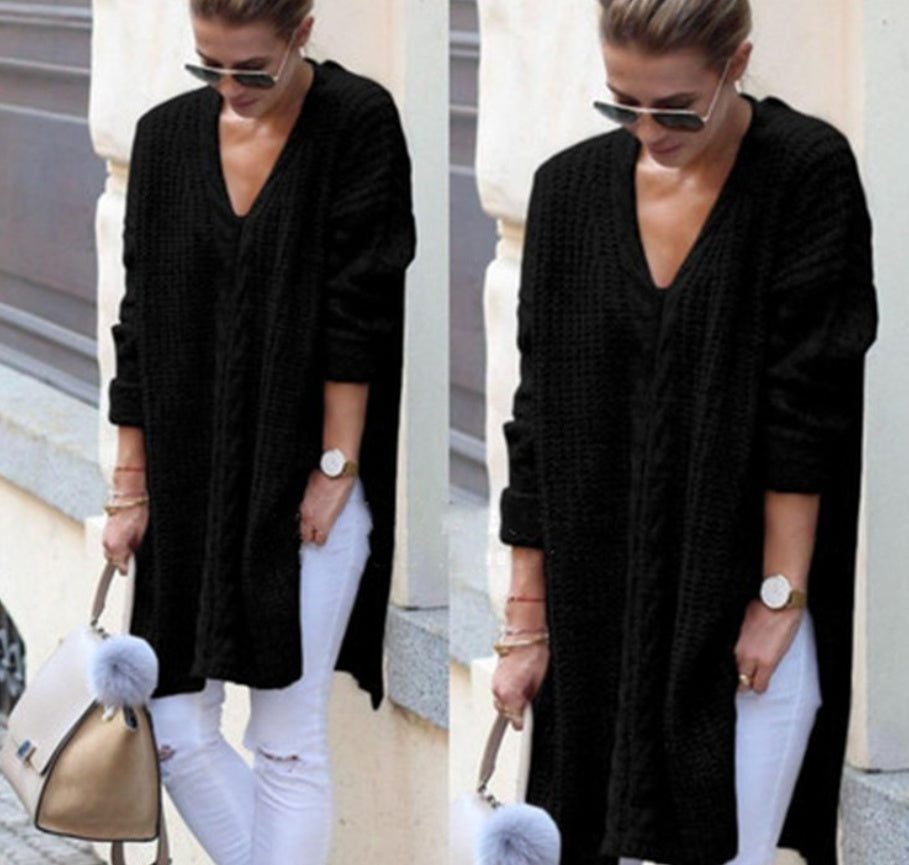 Cozy V-Neck Knit Sweater Tunic