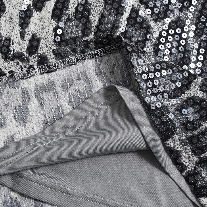 Stunning Leopard Print Sequin Maxi Fishtail Skirt