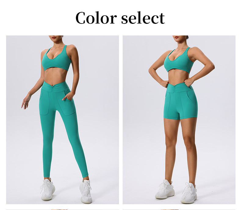 Women's Quick Dry Athletic Sports Bra and High Waist Yoga Shorts Set for Running and Exercise