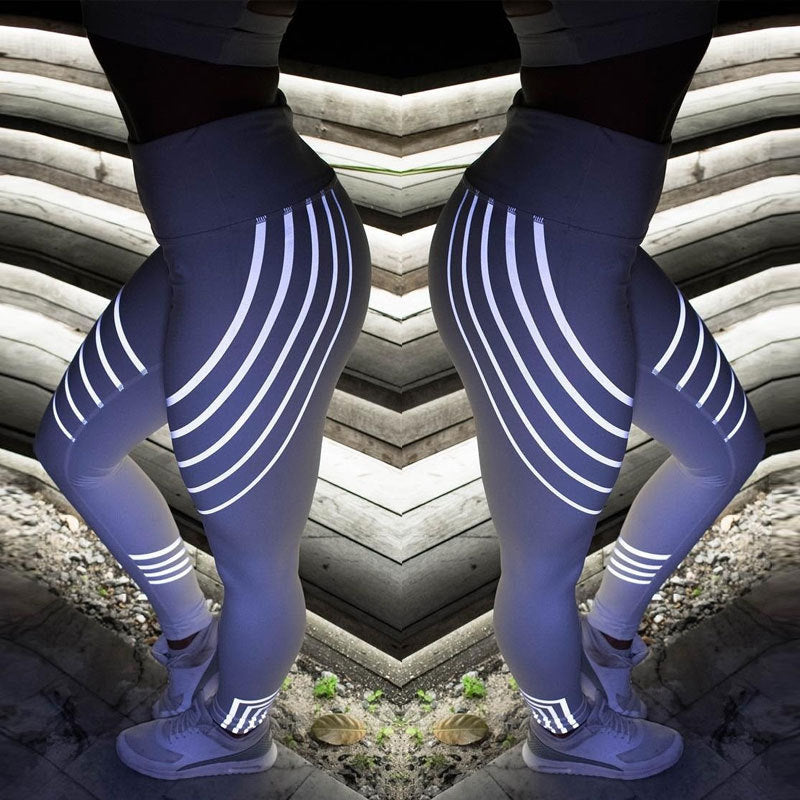 High Waisted Reflective Stripe Performance Leggings for Active Living