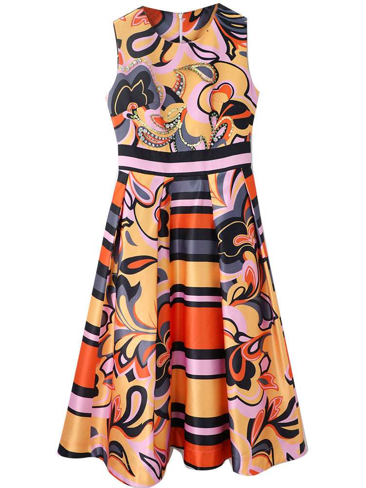 French-style Beautiful Print Slim Waist Dress