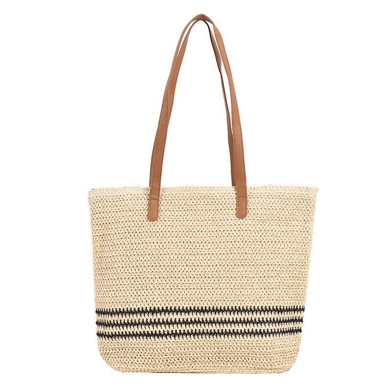 Striped Summer Straw Tote Bag - Hippie Boheme