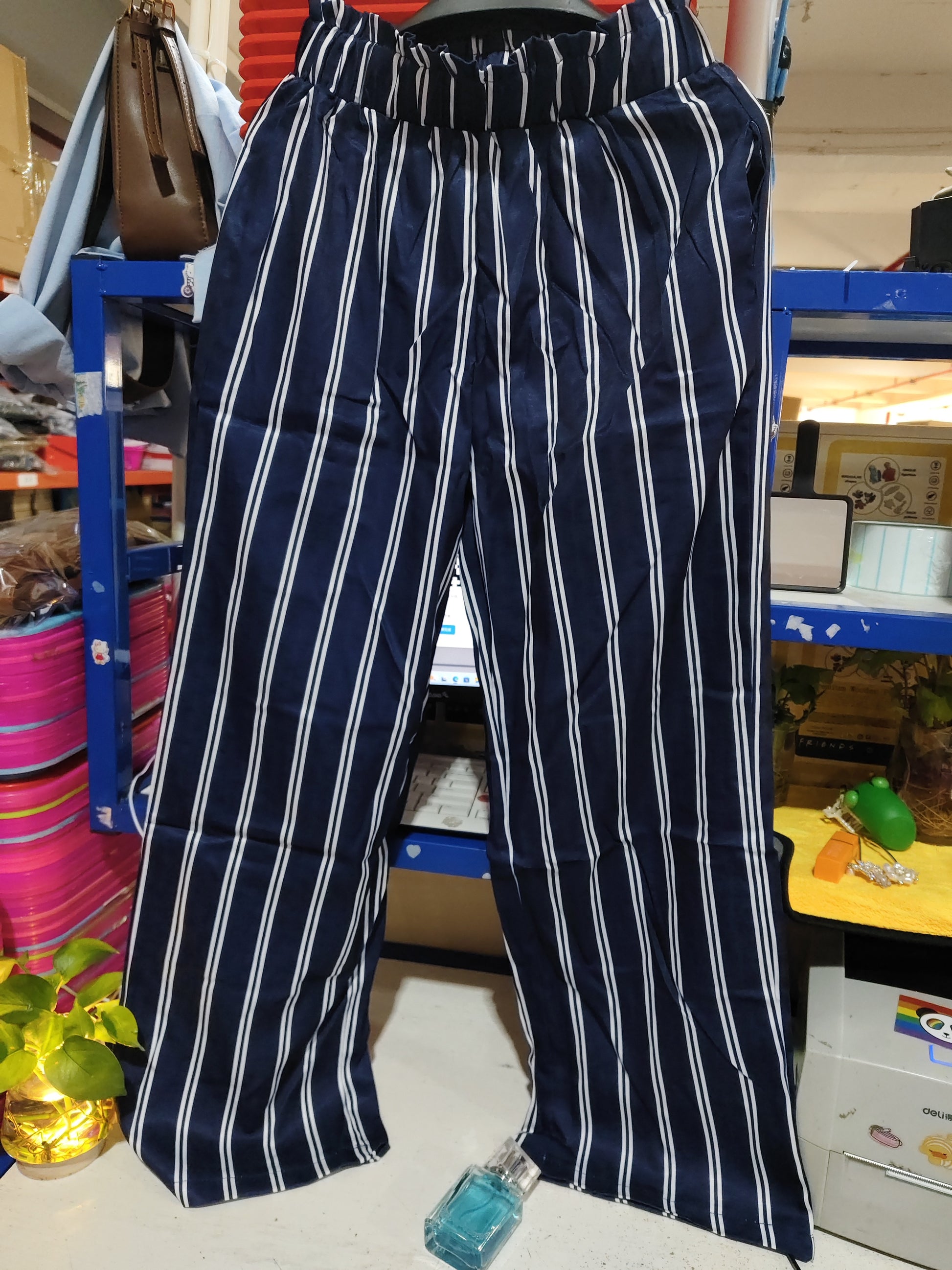 Chic Striped High-Waist Wide-Leg Pants for Women