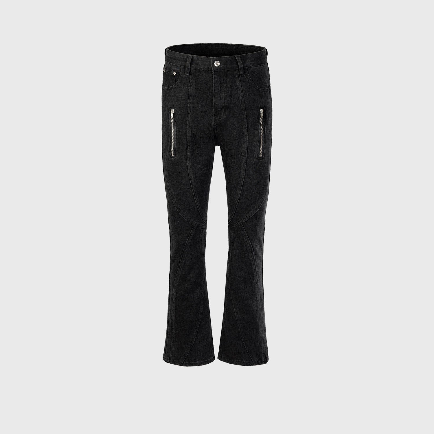 Women's Stylish Black Straight Leg Denim Jeans with Zipper Detail