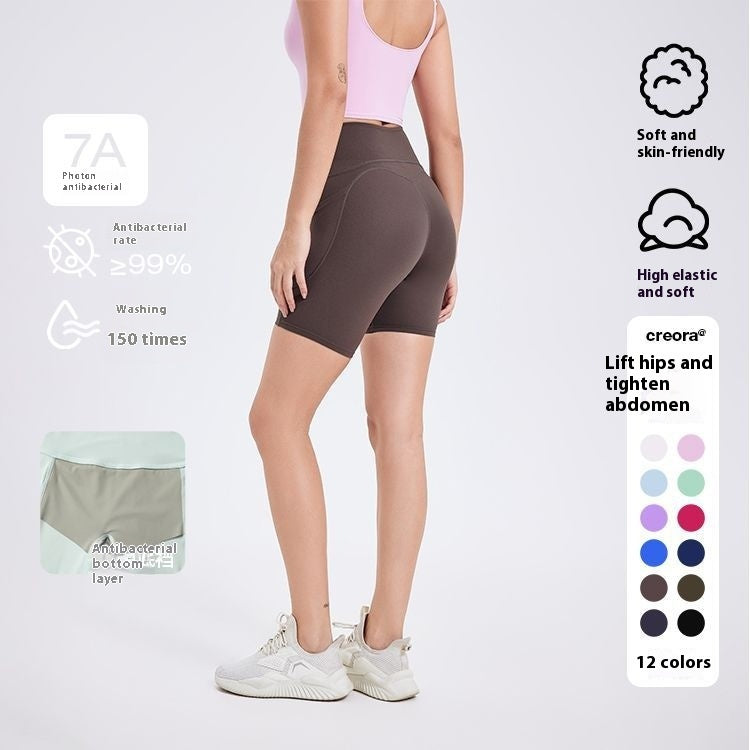 High Waist Hip Lift Nylon Active Fitness Shorts for Yoga and Workout