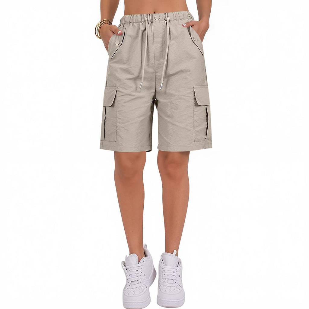 Comfortable Quick-Drying Women's Casual Cropped Cargo Shorts with Pockets