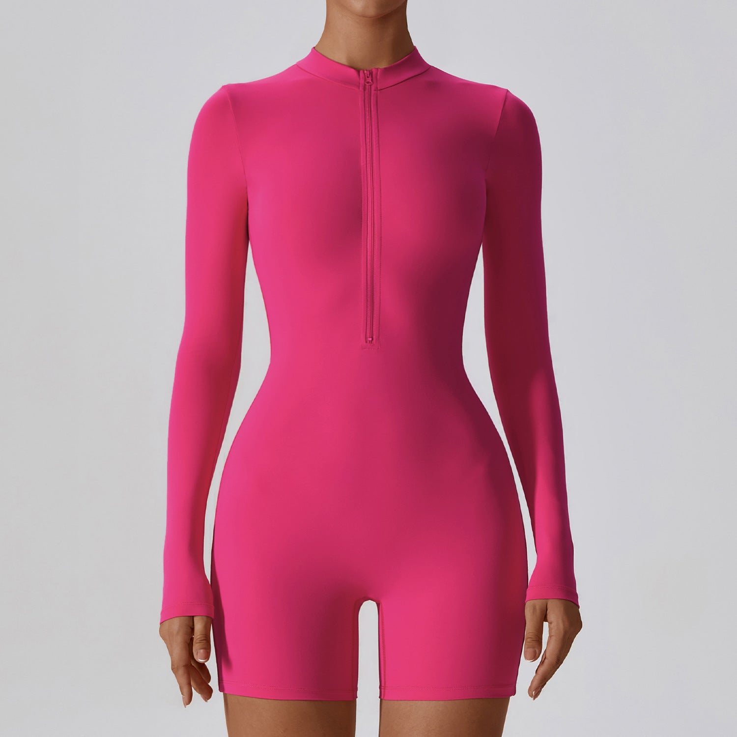 Sleek Long Sleeve Zippered Athletic Fitness Jumpsuit for Dynamic Workouts