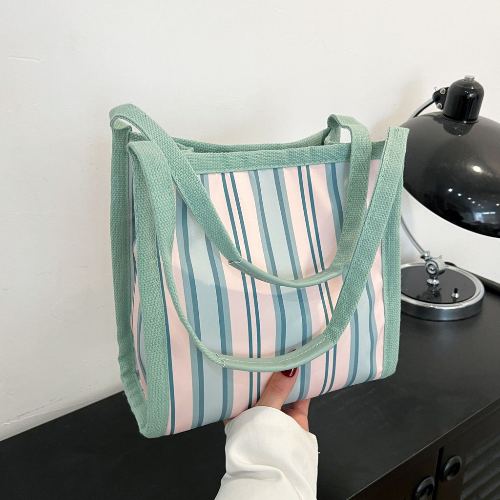Women's Striped Fashion Tote Bag - Large Capacity & Chic