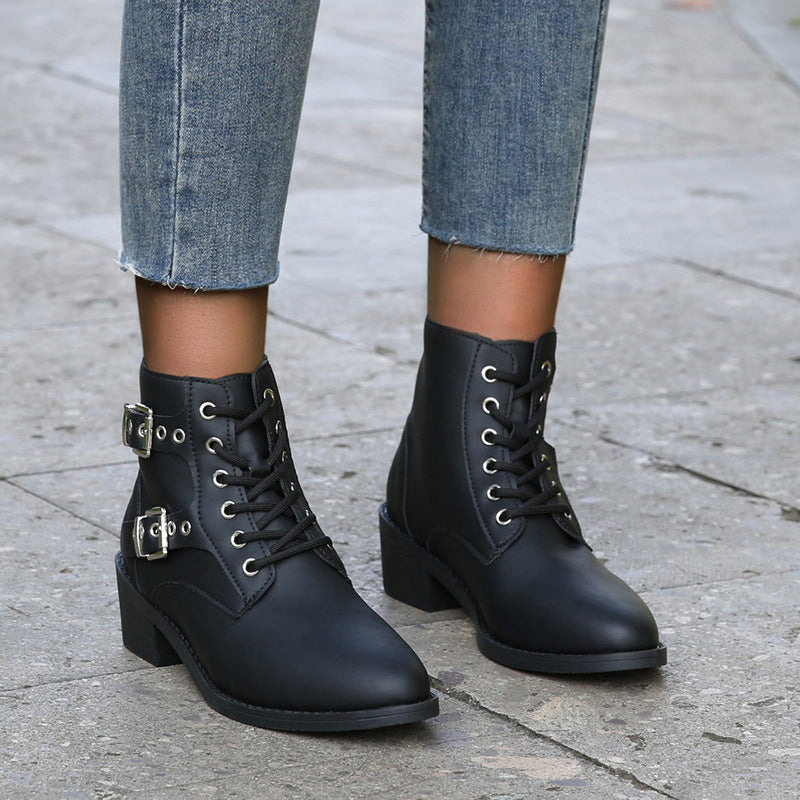 Ryder Buckle & Lace Ankle Boots