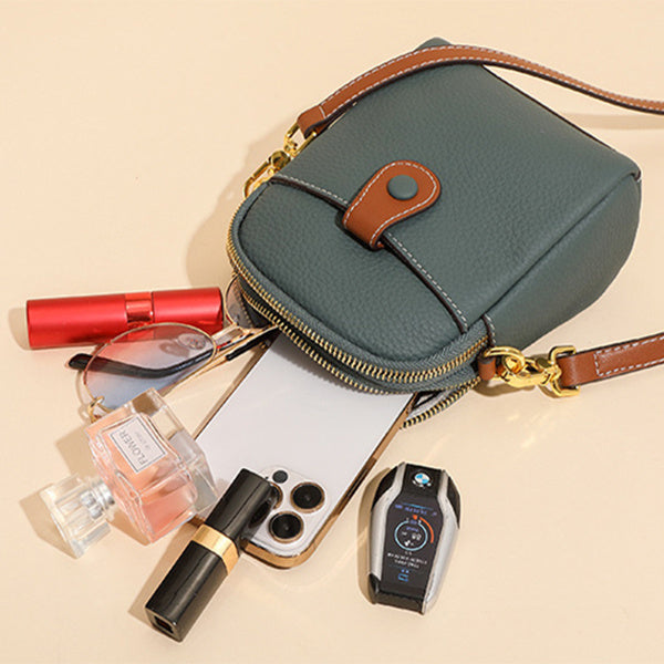 Chic Leather Crossbody Phone Bag for Women - Compact & Stylish