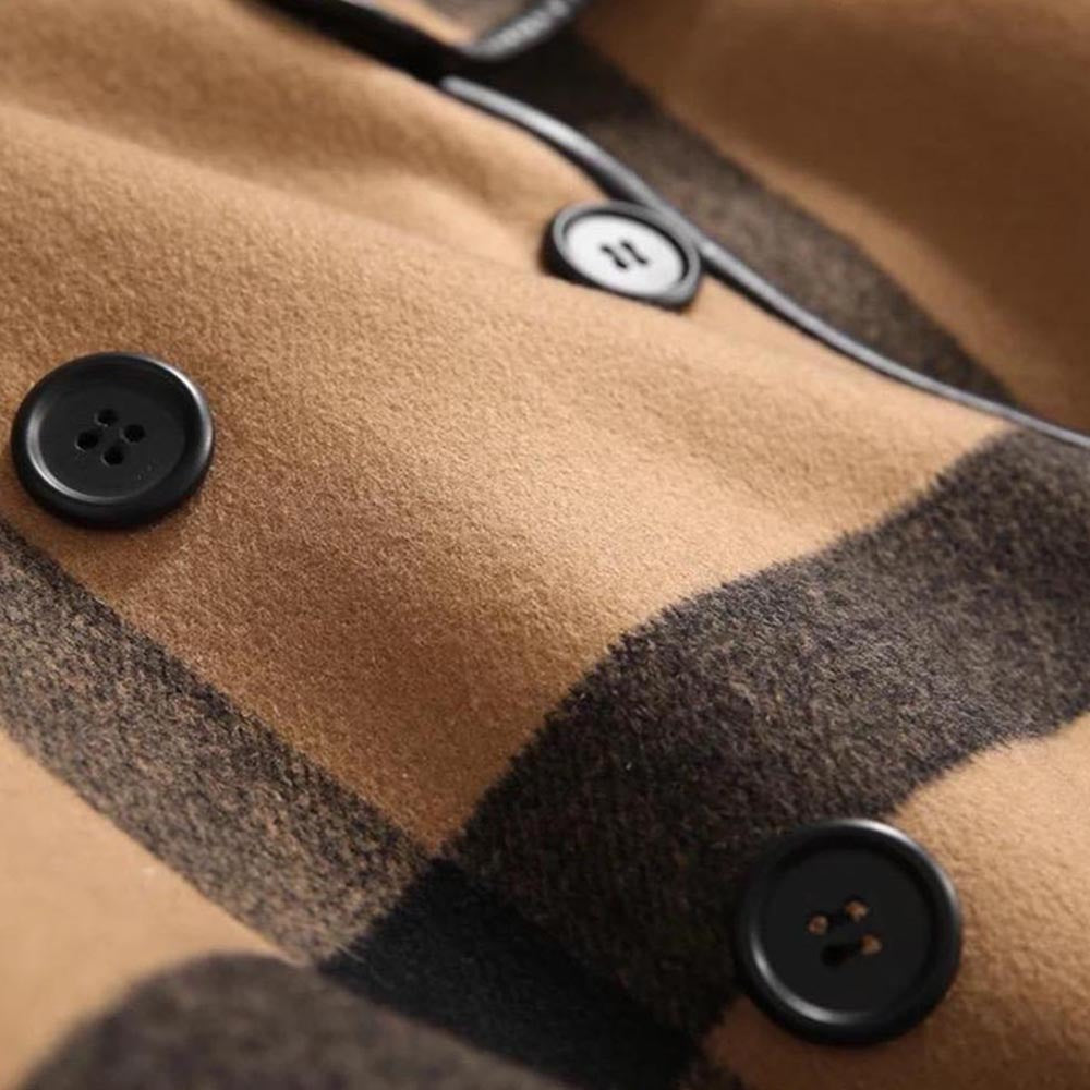 Women's Elegant Plaid Longline Trench Coat - Chic & Versatile Outerwear