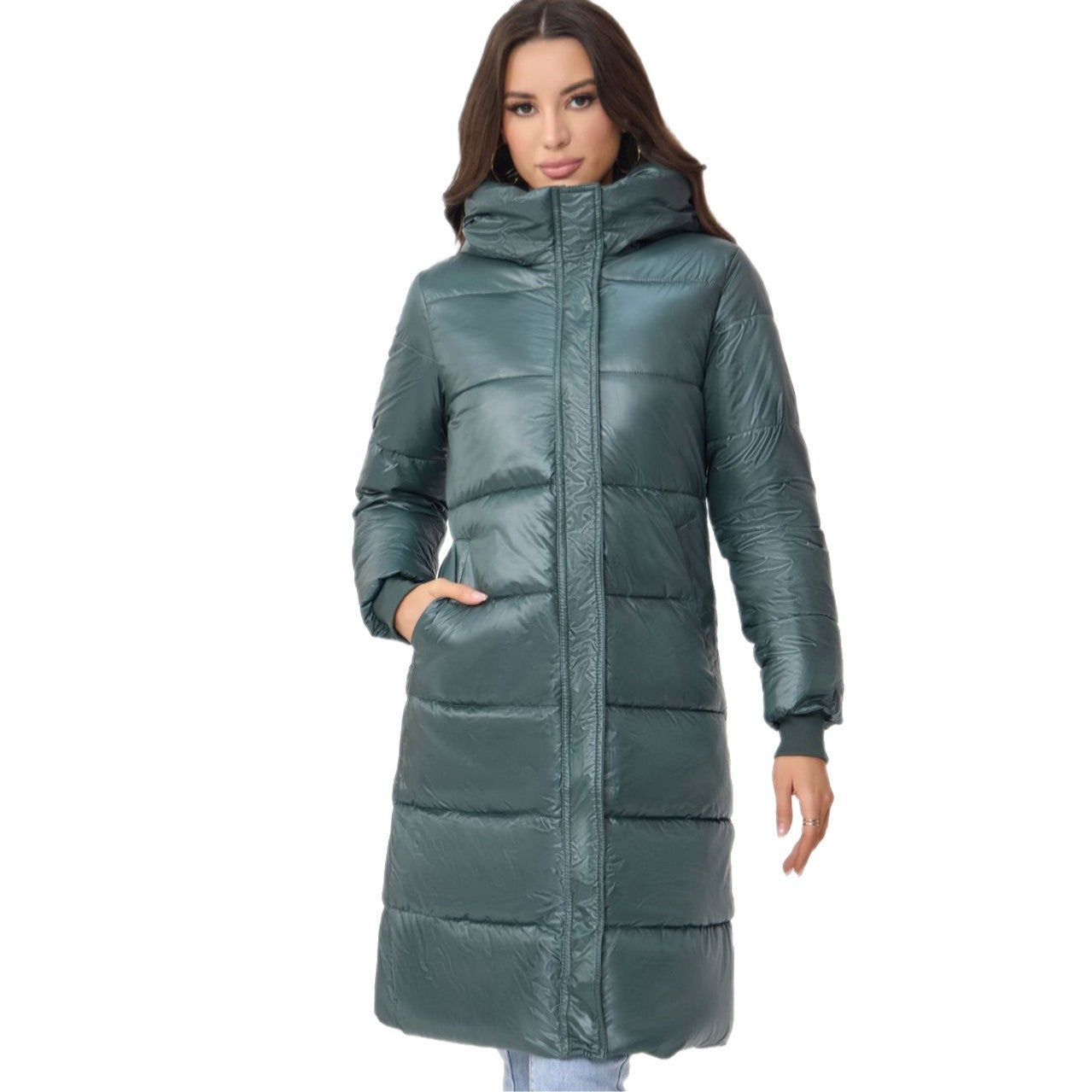 Chic Padded Longline Puffer Jacket with Hood for Winter Elegance