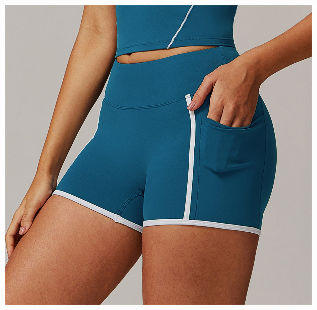 High Waist Nude Feel Performance Shorts with Side Pockets for Yoga and Active Training