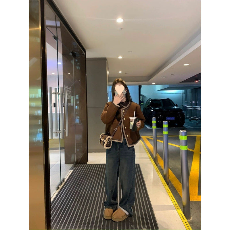 Fashion Personality Lambswool Suede Fur Coat Women