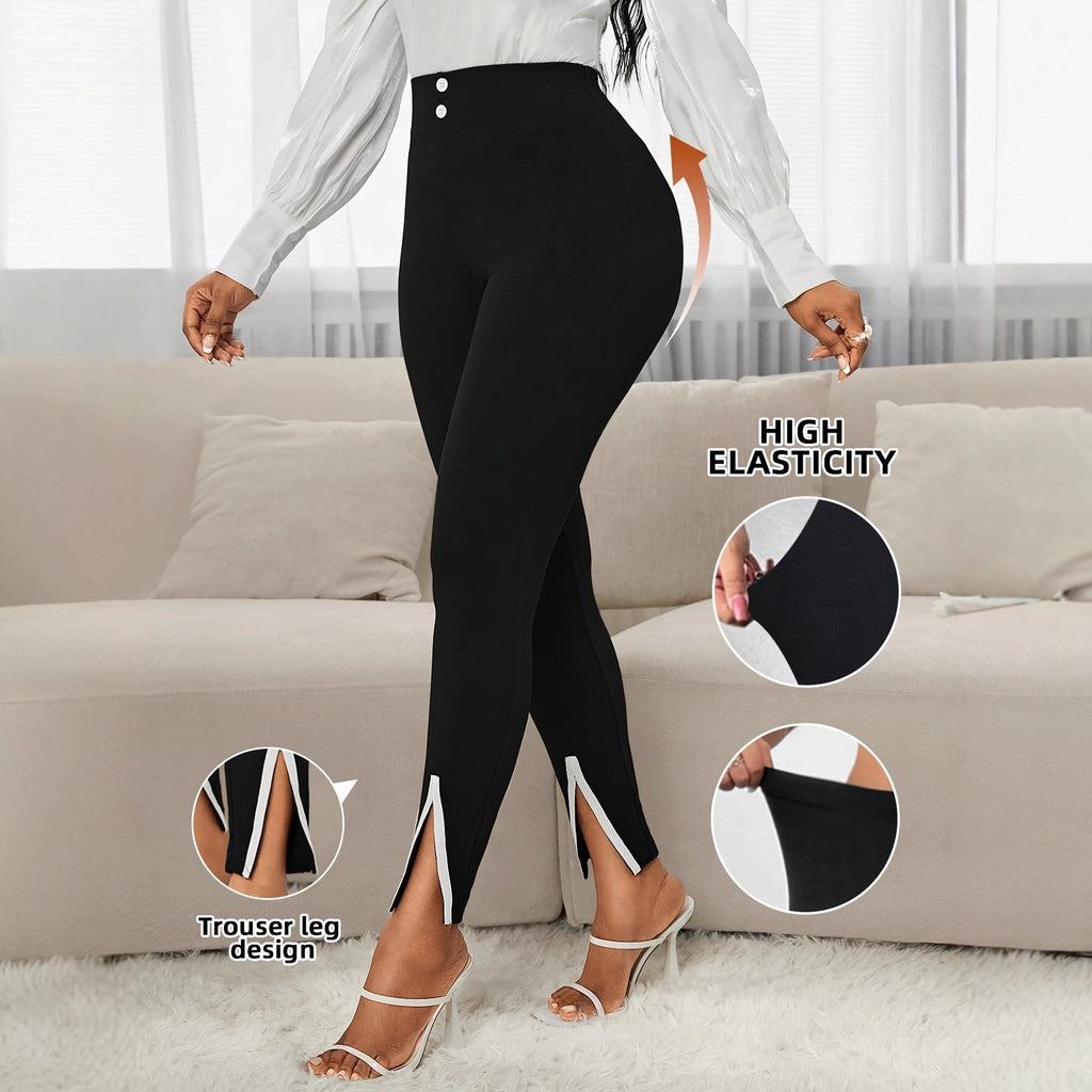 Elegant High-Waisted Slim-Fit Commuter Pants