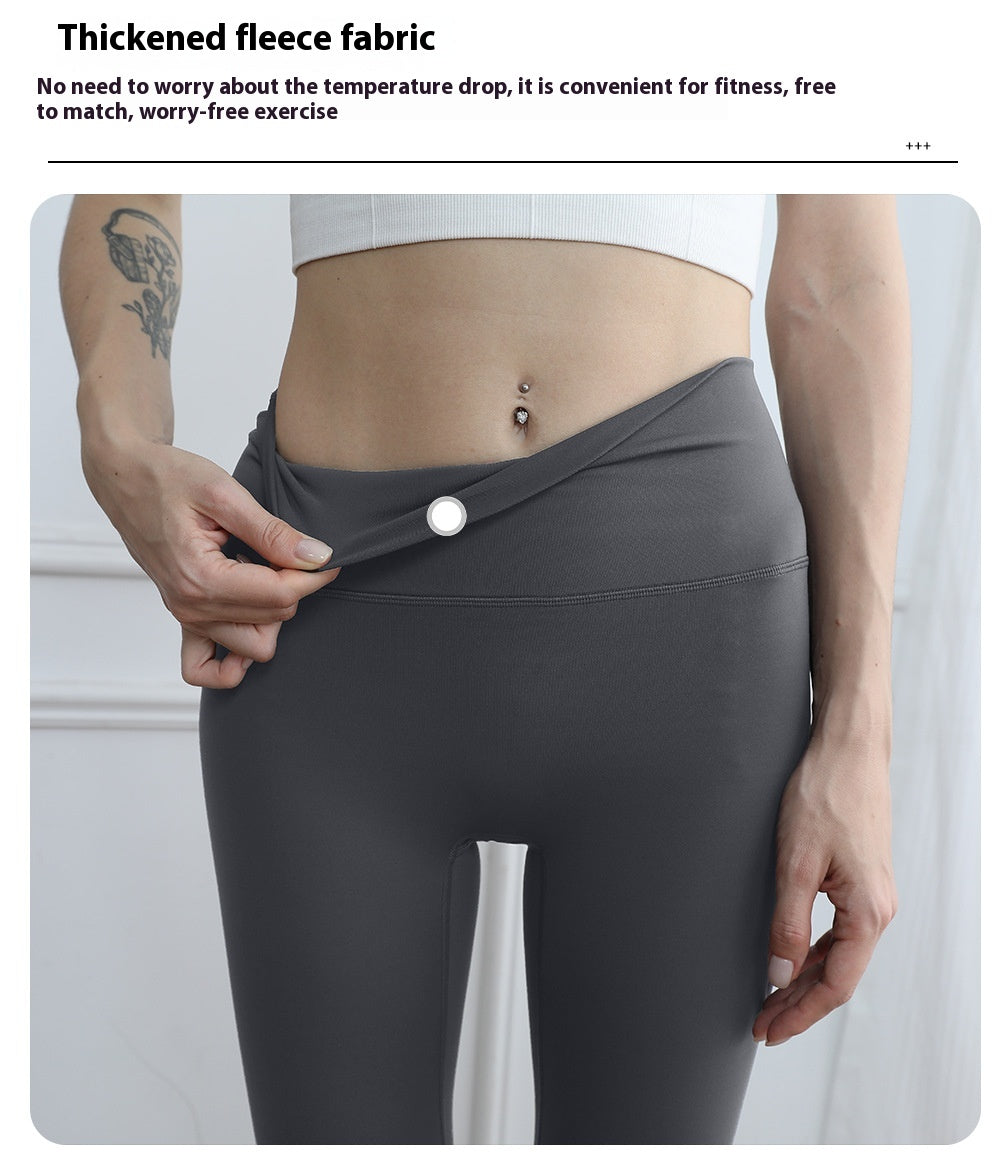 Thickened Traceless High Waisted Fleece Lined Activewear Leggings for Yoga and Fitness