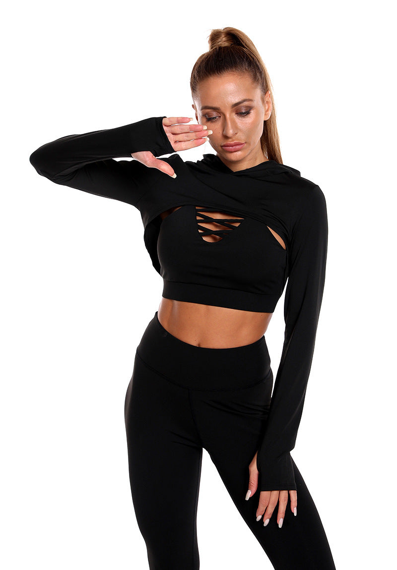 Dynamic Seamless Fitness Set with Butt Lifting Leggings and Crop Top Hoodie
