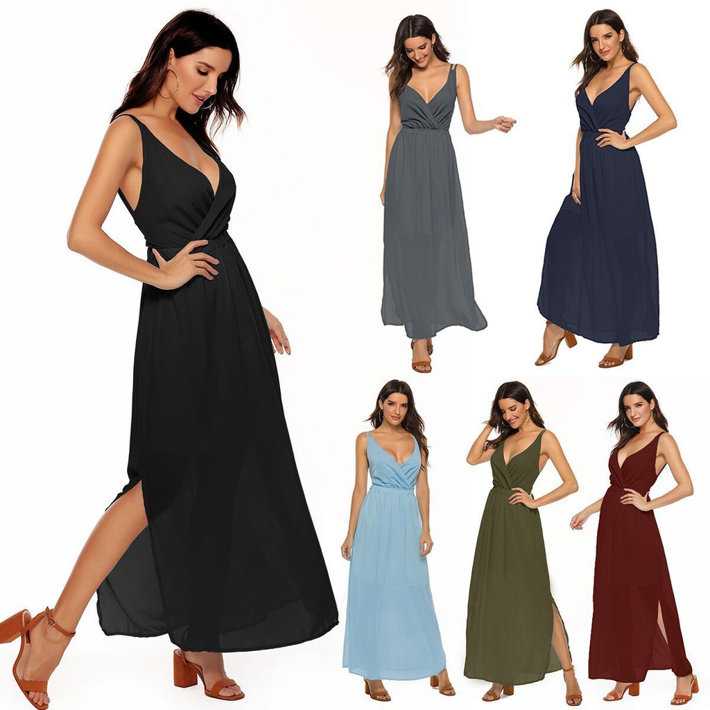 Effortless Flowy Backless Maxi Dress for Summer Elegance