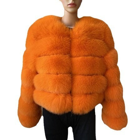 Chic Faux Fur Cropped Warm Jacket Elegant Winter Outerwear