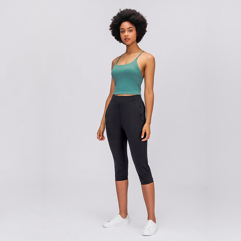 Ariana Vogue Breathable Stretch Cropped Active Pants with Pockets