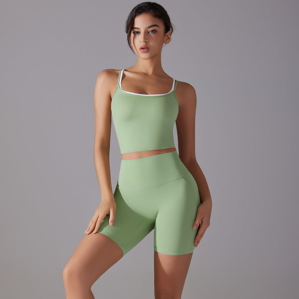 Women's Seamless Activewear Fitness Yoga Crop Top and Biker Shorts Matching Set