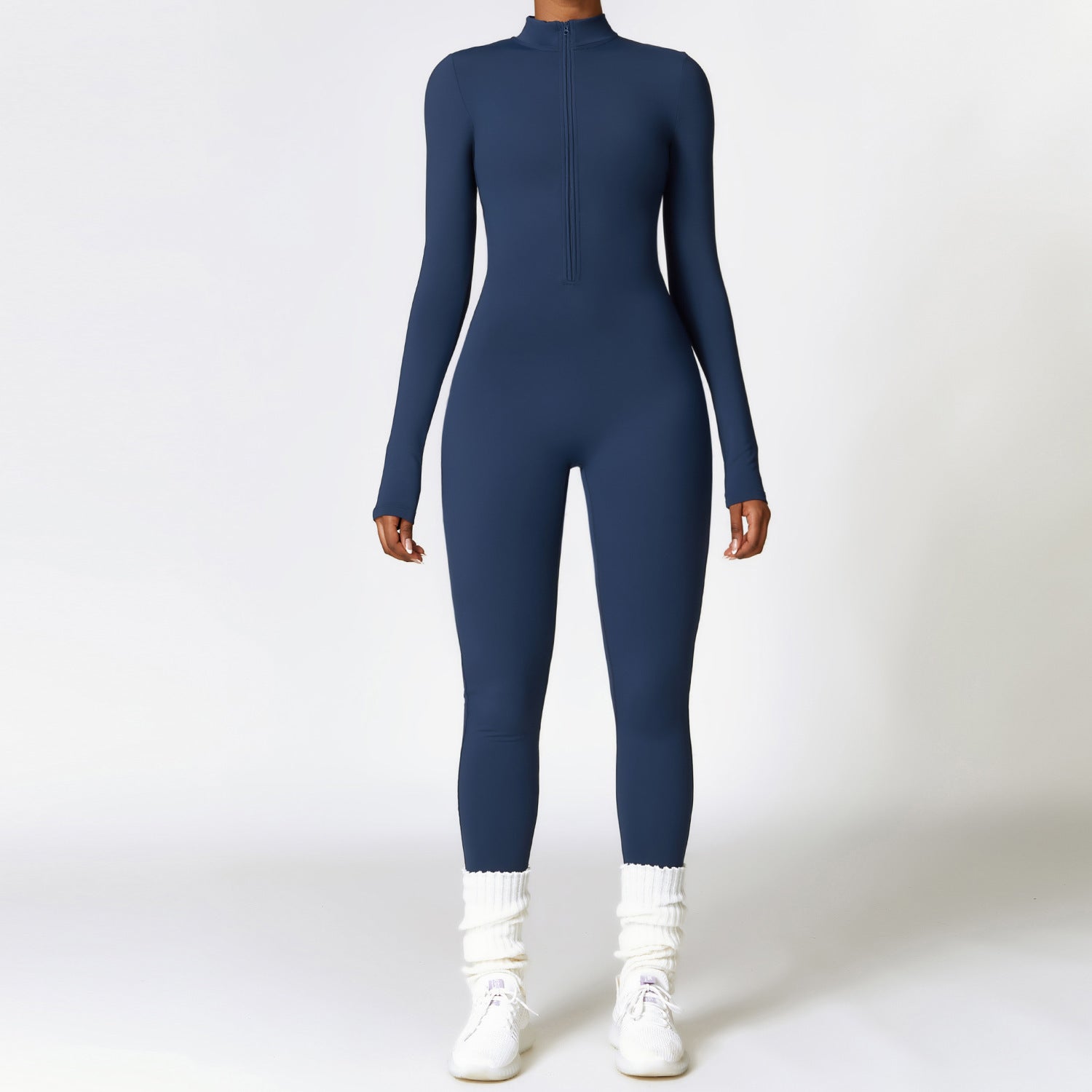 Cozy Fleece Lined Long Sleeve Activewear Jumpsuit for Winter Workouts and Leisure