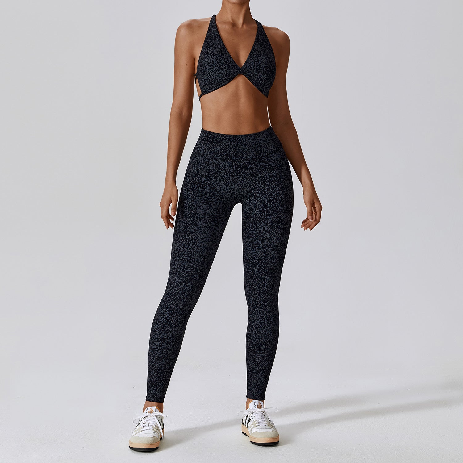 Nude Feel Floral Print Quick Dry Yoga and Workout Activewear Set