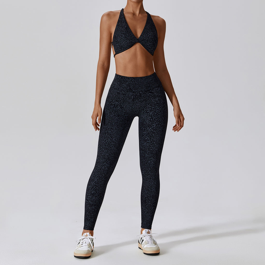 Nude Feel Floral Print Quick Dry Yoga and Workout Activewear Set