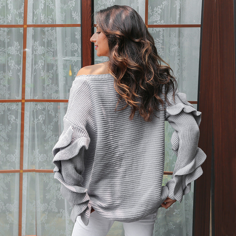 Adeline Ruffle Sleeve Knit Sweater