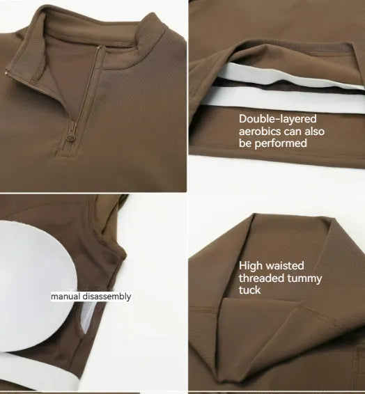 Comfortable Ribbed Long Sleeve Activewear Set with High Waist Leggings for Yoga and Training