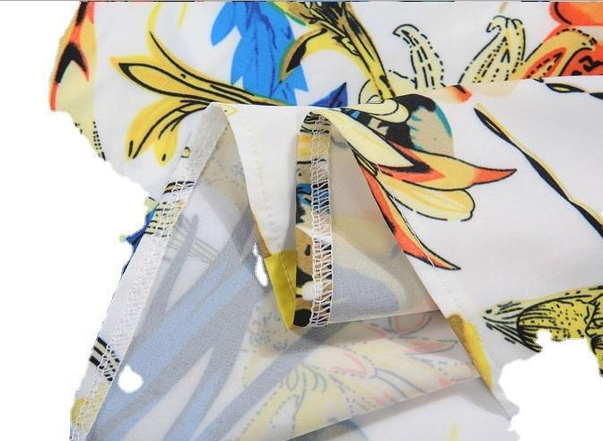 Vibrant Floral Print Sleeveless Belted A-Line Midi Dress for Summer