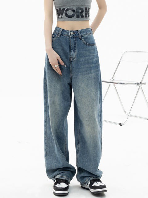 Women's High Waist Loose Wide Leg Denim Jeans