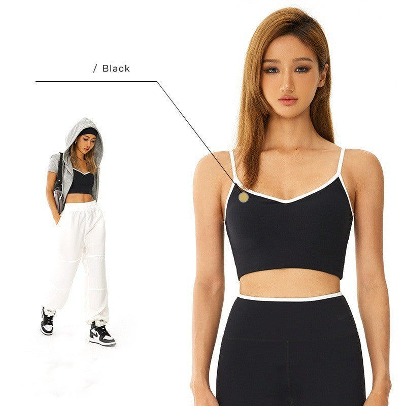Comfortable U-shaped Vest Camisole Top and High Waist Fitness Yoga Shorts Set