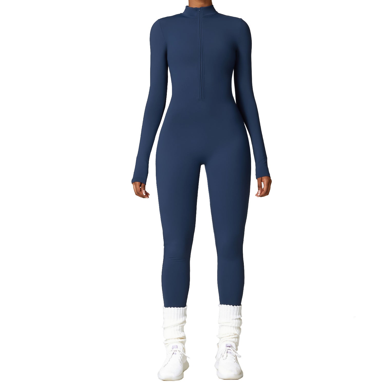 Cozy Fleece Lined Long Sleeve Activewear Jumpsuit for Winter Workouts and Leisure