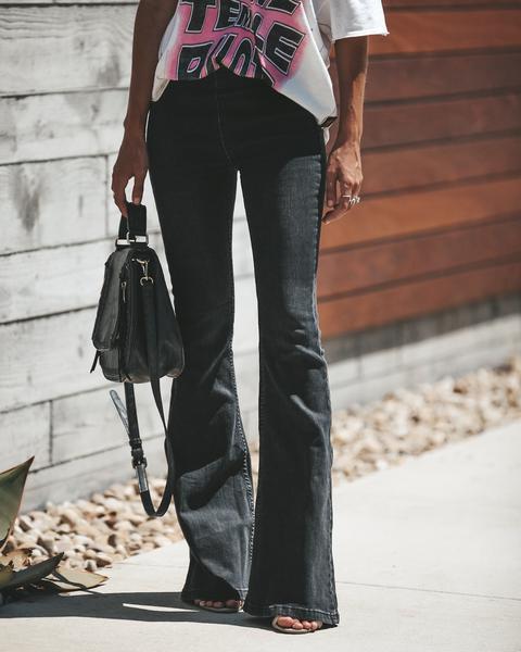 Aria High-Waist Belted Flare Jeans