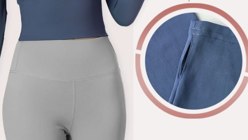 Seamless Long Sleeve Athletic Crop Top for Running and Yoga Workouts