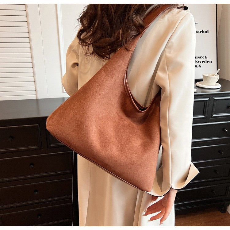 Chic Suede Hobo Shoulder Tote Bag