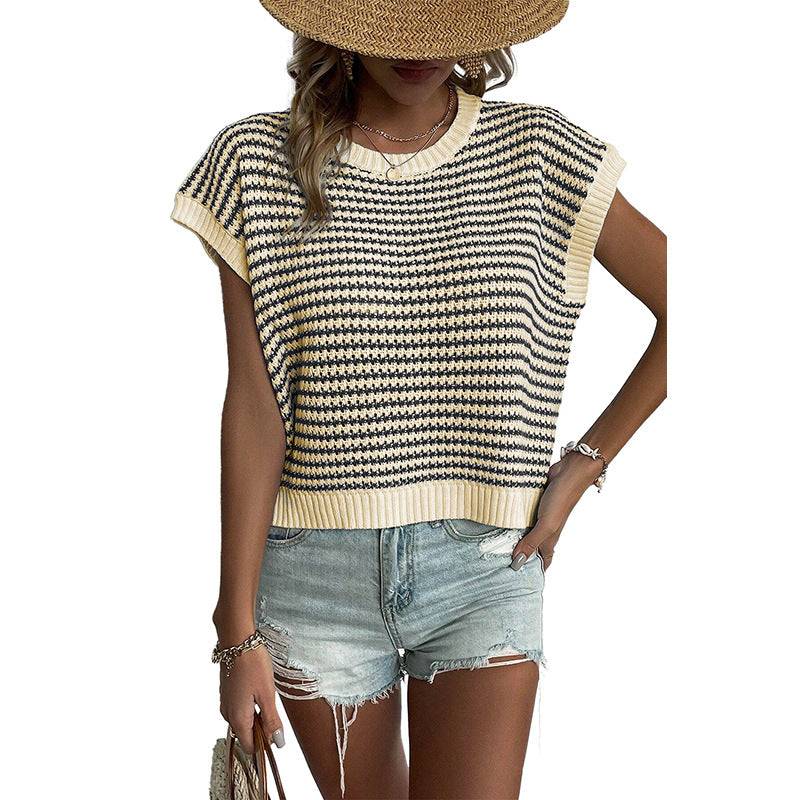 Chic Striped Knit Vest Top Comfortable Everyday Style