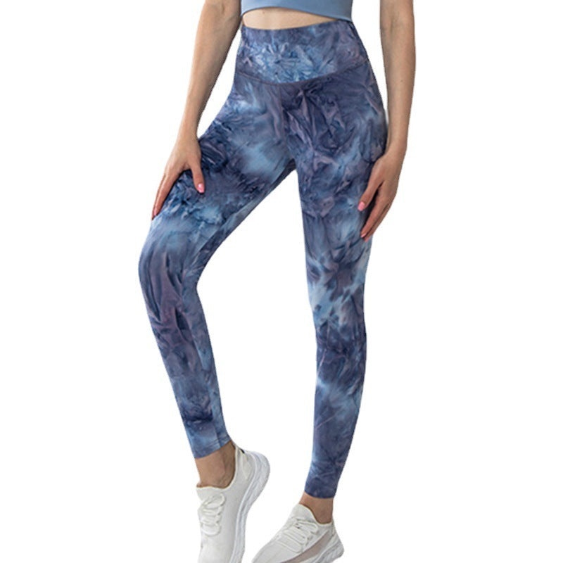 High Waisted Tie Dye Printed Elastic Running and Fitness Yoga Leggings