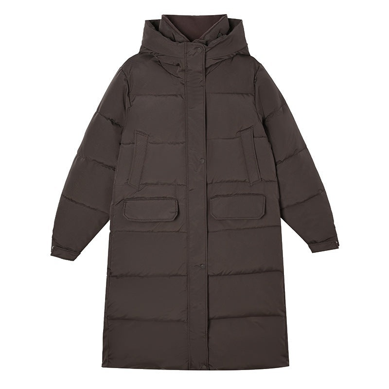 Warm Oversized Quilted Mid Length Winter Puffer Jacket with Hood