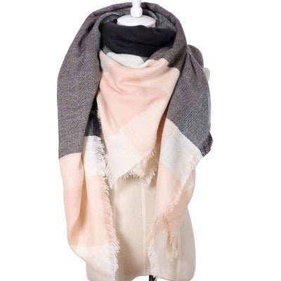 Cozy Plaid Triangle Shawl Scarf