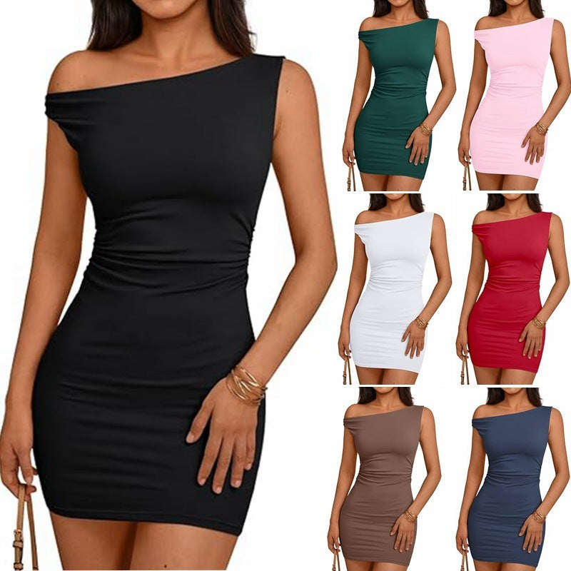 Elegant Off-Shoulder Ruched Mini Dress - Party & Clubwear