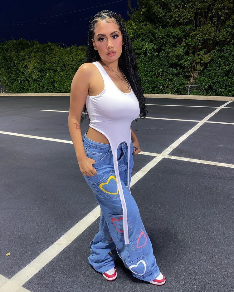 Women's Baggy Heart Patch Jeans