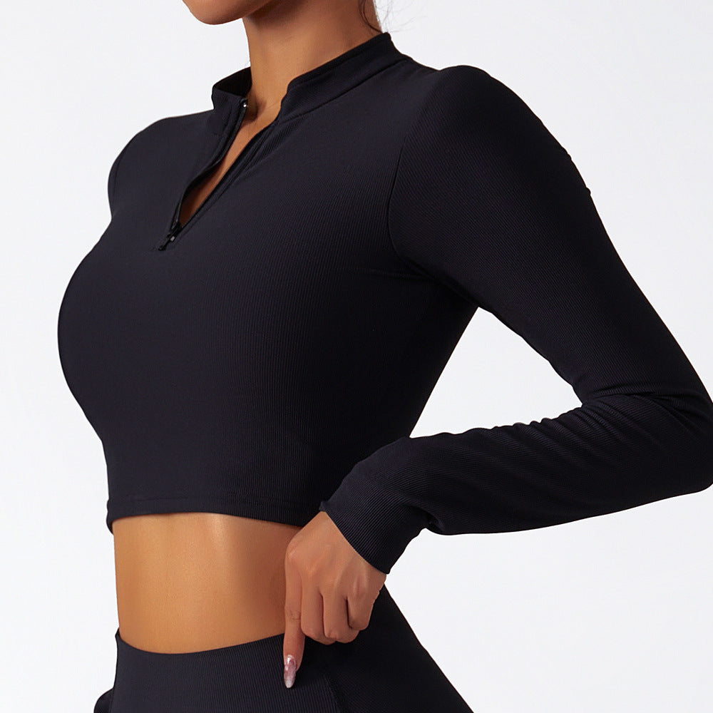 Comfortable Ribbed Long Sleeve Activewear Set with High Waist Leggings for Yoga and Training