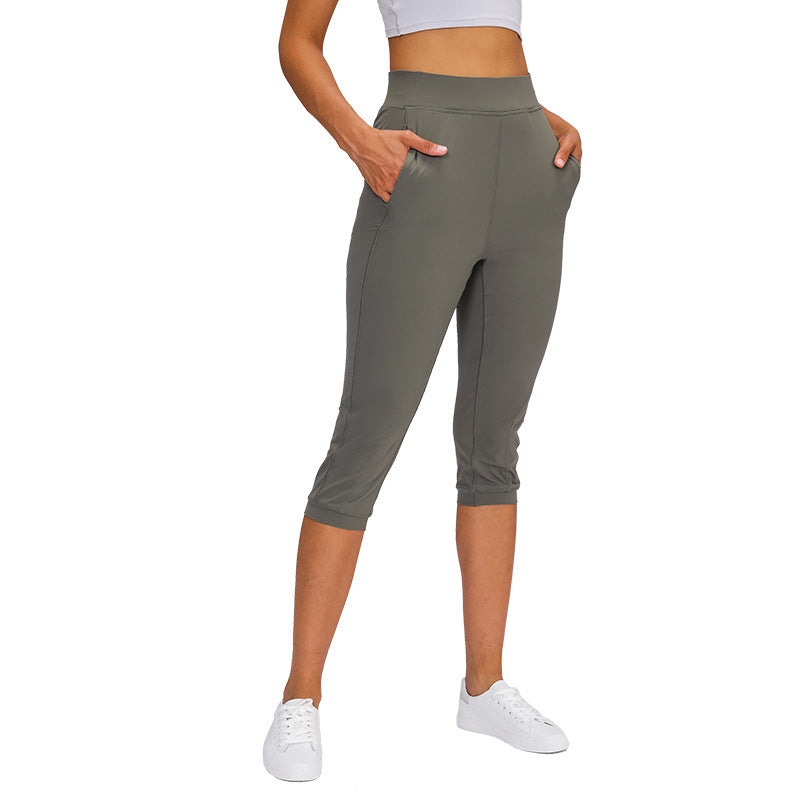 Ariana Vogue Breathable Stretch Cropped Active Pants with Pockets