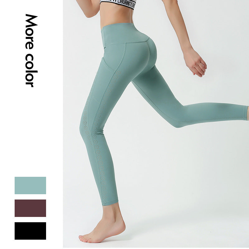 High Waist Athletic Leggings with Laser Cut Details for Active Lifestyle